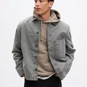 Короткая джинсовая куртка с карманом Gap, серый