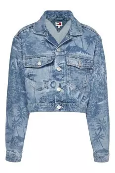 Короткая джинсовая куртка с рисунком Tommy Jeans, синий