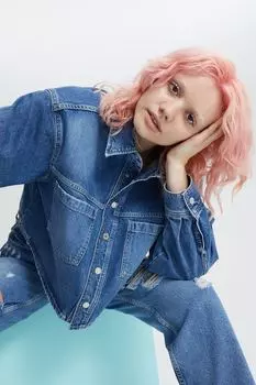 Короткая джинсовая рубашка H&amp;M, синий деним