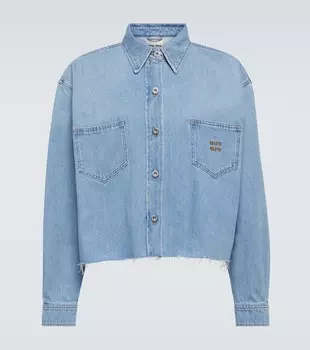 Короткая джинсовая рубашка Miu Miu, Azzurro