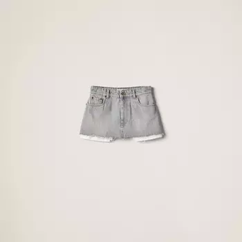 Короткая джинсовая юбка Miu Miu, серый