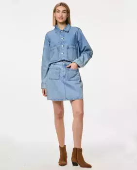 Короткая джинсовая юбка Pieces, голубой