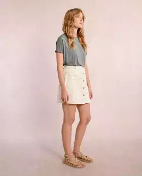 Короткая джинсовая юбка с цветочной отделкой Molly Bracken, цвет Crudo