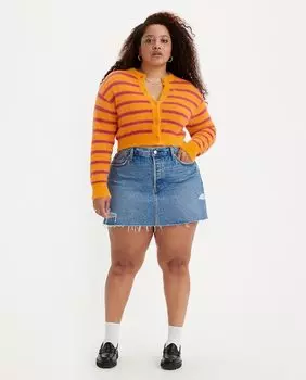 Короткая джинсовая юбка с потертым краем Levi's, синий