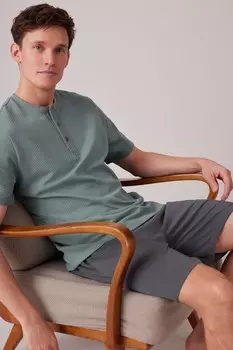 Короткая фактурная пижама Next, зеленый