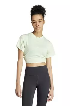 Короткая фитнес-футболка с лиоцеллом Adidas Performance, зеленый