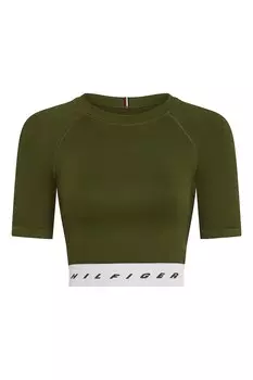 Короткая футболка для фитнеса Tommy Hilfiger, зеленый