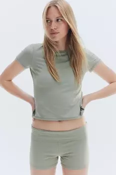 Короткая футболка H&M, зеленый