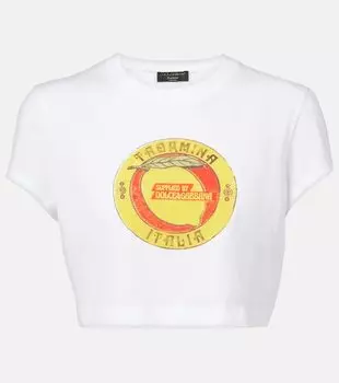 Короткая футболка из хлопка с принтом Dolce&Gabbana, Optical White