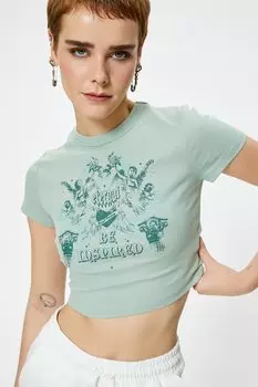 Короткая футболка Koton, зеленый