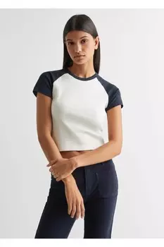 Короткая футболка Mango, синий