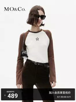 Короткая футболка Moco с длинными рукавами и контрастными американскими звездами, белый