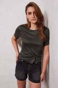 Короткая футболка с декоративным поворотом Mint Velvet, серый