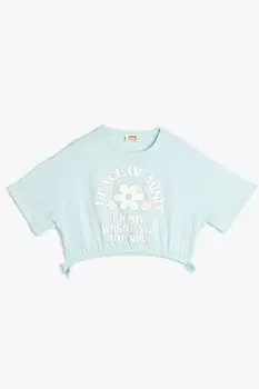 Короткая футболка с принтом Koton, белый