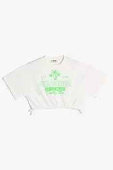 Короткая футболка с принтом Koton, белый