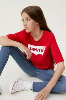 Короткая футболка с широкими рукавами с логотипом Levi's, красный