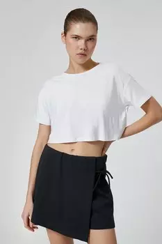 Короткая футболка с заниженными рукавами Koton, белый