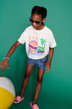 Короткая футболка Surfs up Monsoon, белый