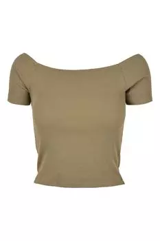 Короткая футболка в рубчик Urban Classics, хаки