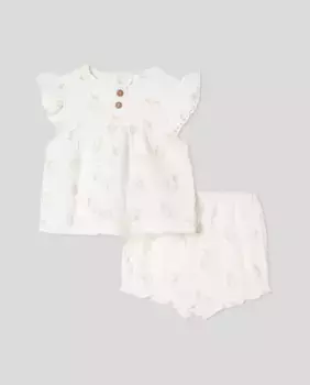 Короткая газовая пижама для девочки Cotton Juice, белый