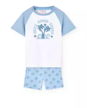 Короткая хлопчатобумажная пижама для мальчика Boboli, синий