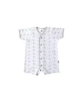 Короткая хлопковая пижама для мальчика с микропринтом в виде серо-звезд Cambrass, светло-синий