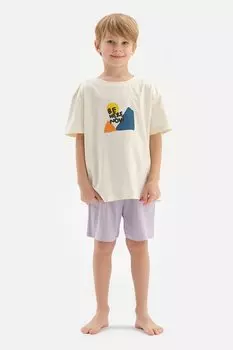 Короткая хлопковая пижама с фигурным принтом Dagi, фиолетовый