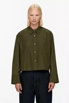 Короткая хлопковая рубашка Arket, хаки