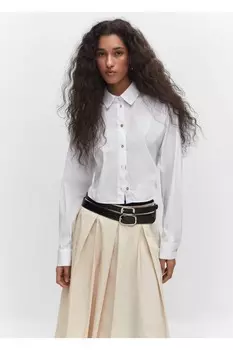 Короткая хлопковая рубашка Mango, белый