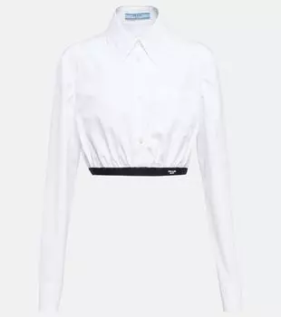 Короткая хлопковая рубашка Prada, белый