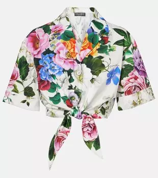 Короткая хлопковая рубашка с цветочным принтом Dolce&Gabbana, MIX FIORI CRETONNE