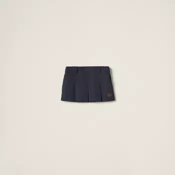 Короткая хлопковая юбка-панама Miu Miu, синий