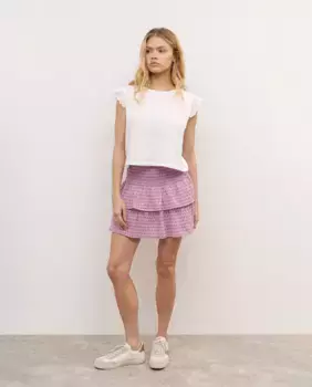 Короткая хлопковая юбка с блузой и оборками Brownie, розовый