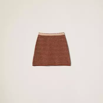 Короткая хлопковая юбка с петлями Miu Miu, коричневый