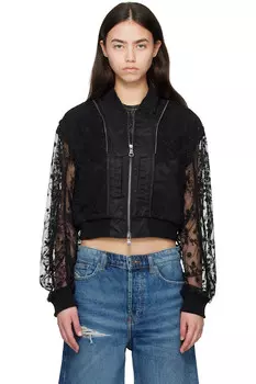 Короткая косуха с кружевными вставками и многослойным логотипом Andersson Bell, черный