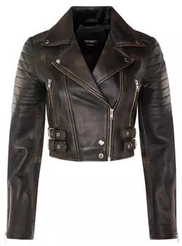 Короткая кожаная куртка brando longtown Infinity Leather, черный