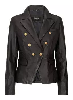 Короткая кожаная куртка с золотыми пуговицами TruClothing, черный