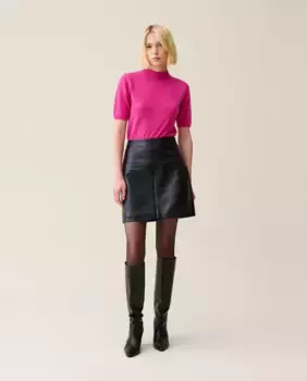 Короткая кожаная юбка Claudie Pierlot, черный