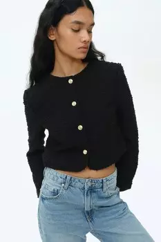 Короткая куртка-букле H&M, черный