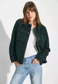 Короткая куртка Cecil, без капюшона, с планкой на пуговицах, зеленый