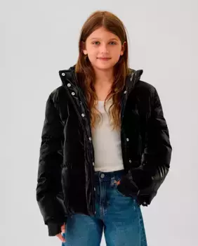 Короткая куртка для девочки на кнопках спереди Gap, черный