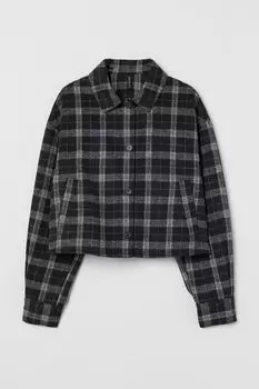 Короткая куртка H&amp;M, черный/белый в клетку