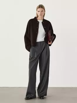Короткая куртка из двойной шерстяной смеси Massimo Dutti, бургундия
