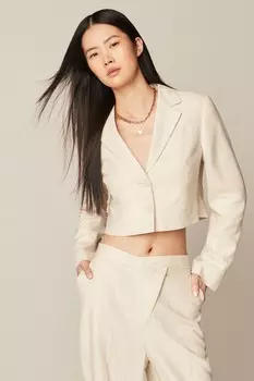 Короткая куртка из фактурного льна Next, бежевый