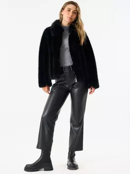 Короткая куртка из искусственного меха на молнии Gini London, черный