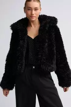 Короткая куртка из искусственного меха Next, черный