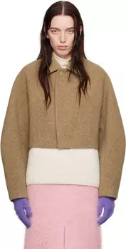 Короткая куртка из коричневой губчатой шерсти Melton AURALEE