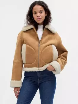 Короткая куртка из овчины Gap, коричневый