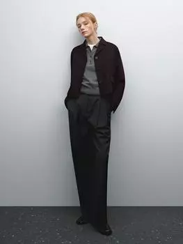 Короткая куртка из смесовой шерсти Massimo Dutti, бургундия