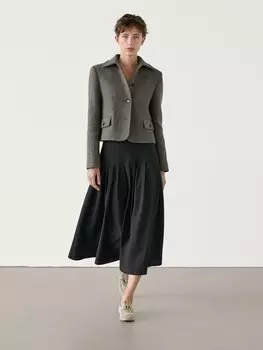 Короткая куртка из смесовой шерсти с тканевой отделкой Massimo Dutti, серый